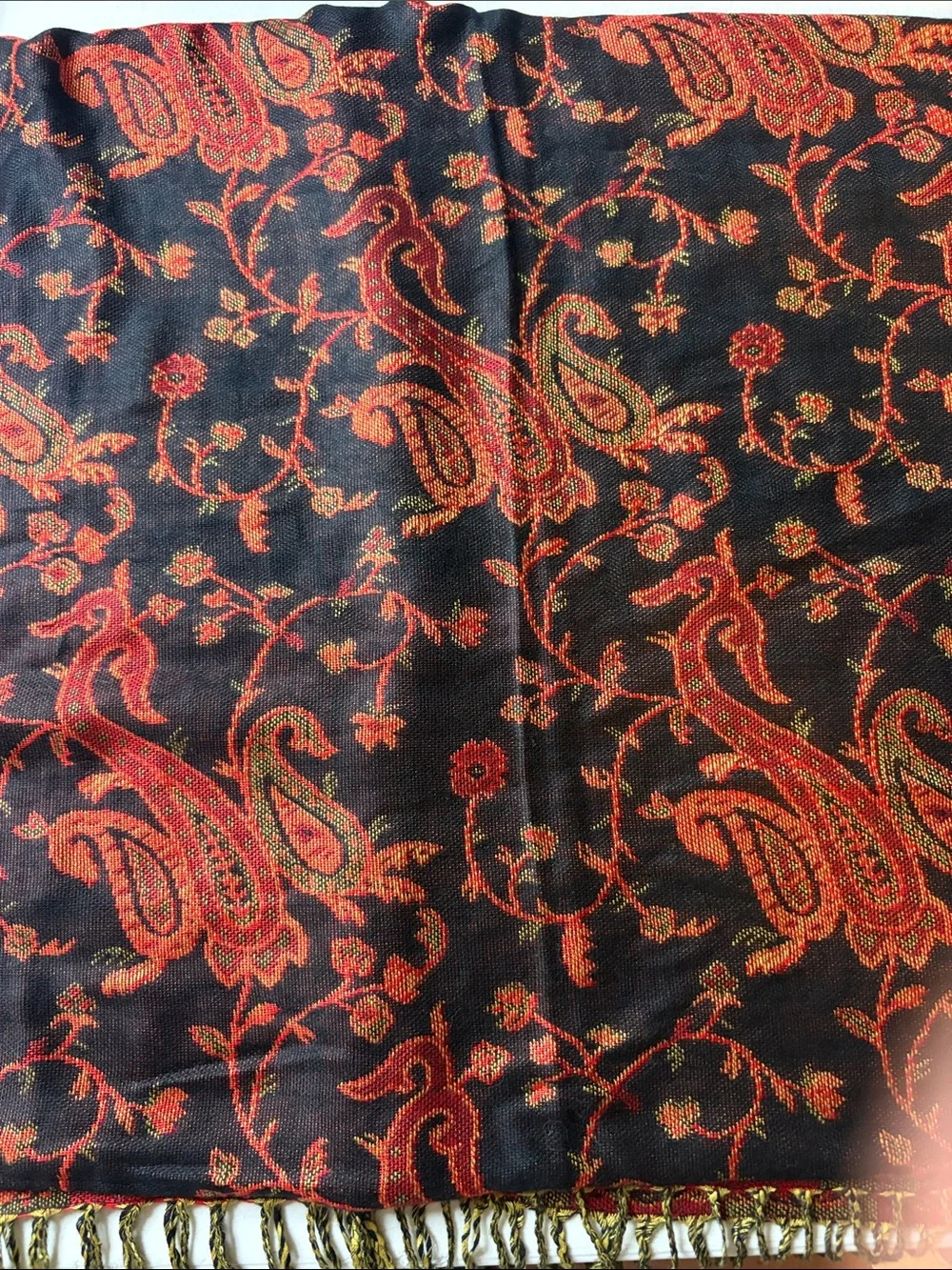 Pashmina Paisley Fringe Scarf/Shawl | EUC | OS